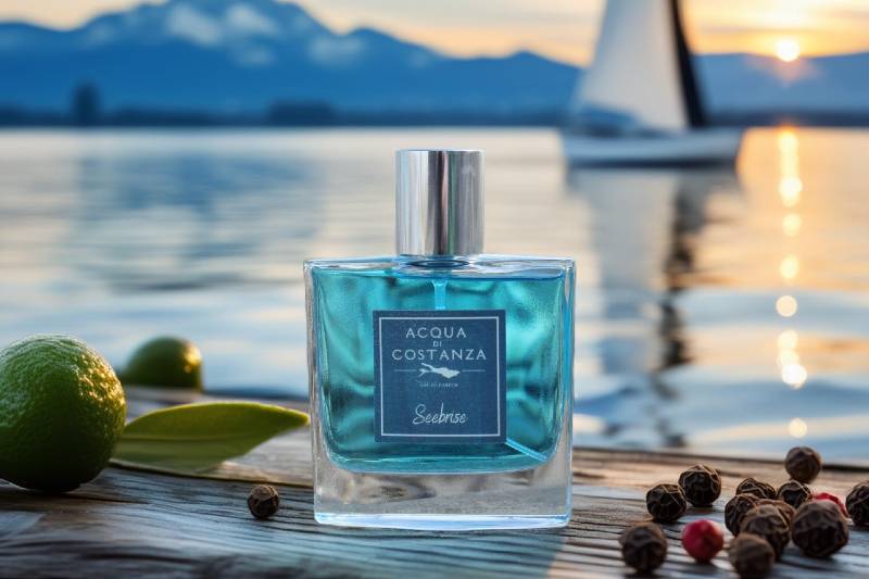 Eleganter Flakon des Bodensee-Parfums von Acqua di Costanza